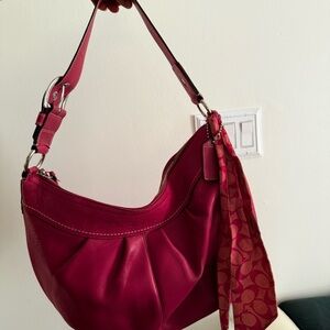 Coach Fuchsia Leather Hobo Bag
